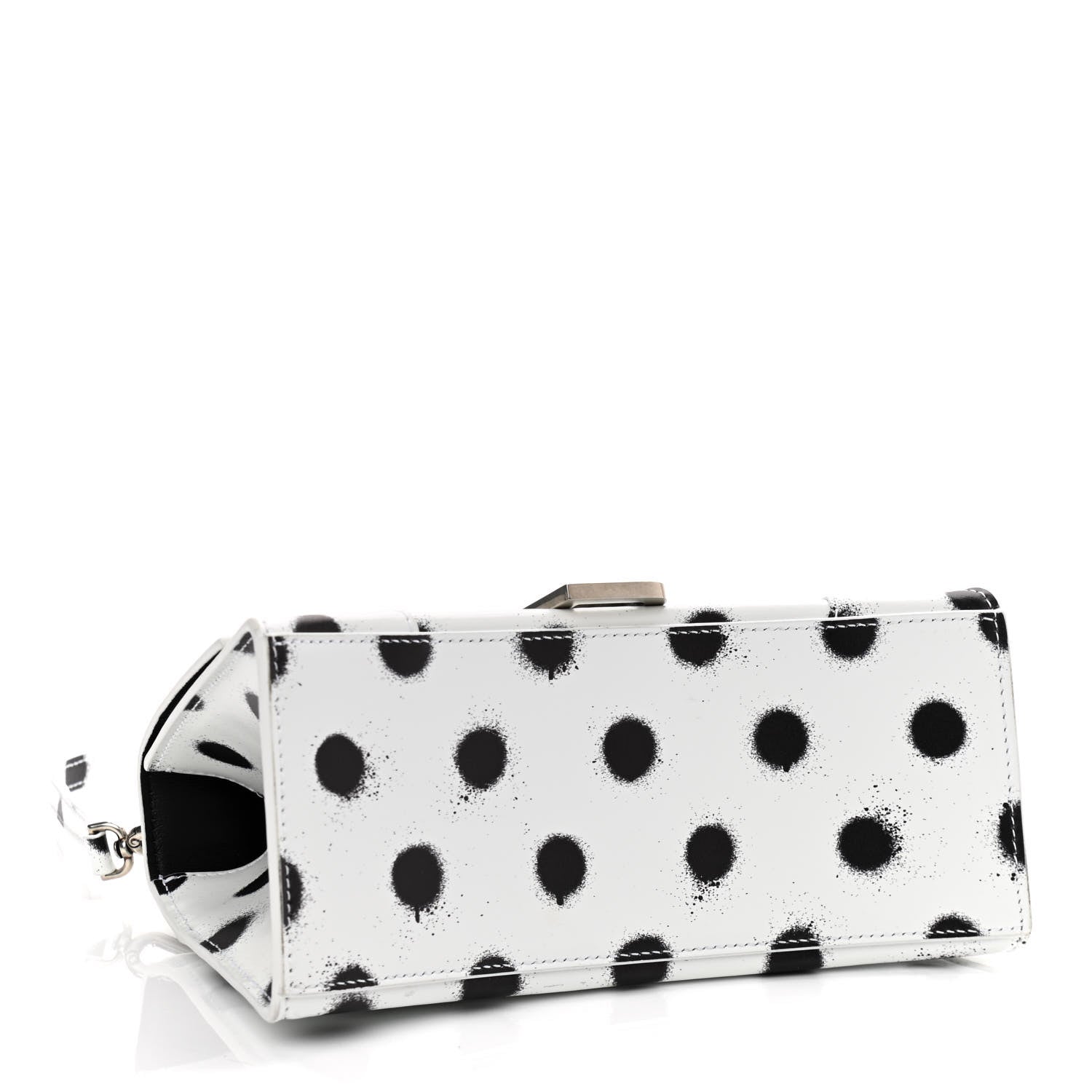 Balenciaga Smooth Calfskin Spray Polka Dot Small Hourglass Top Handle Bag White Black 4 of 10