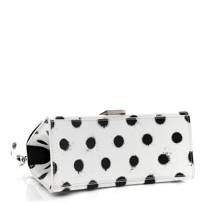 Balenciaga Smooth Calfskin Spray Polka Dot Small Hourglass Top Handle Bag White Black 4 of 10