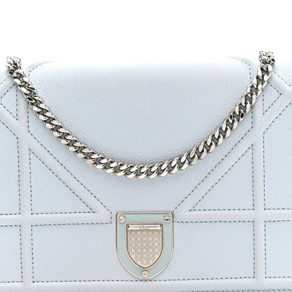 Christian Dior Grained Calfskin Diorama Wallet on Chain Pouch Light Blue 7 of 15
