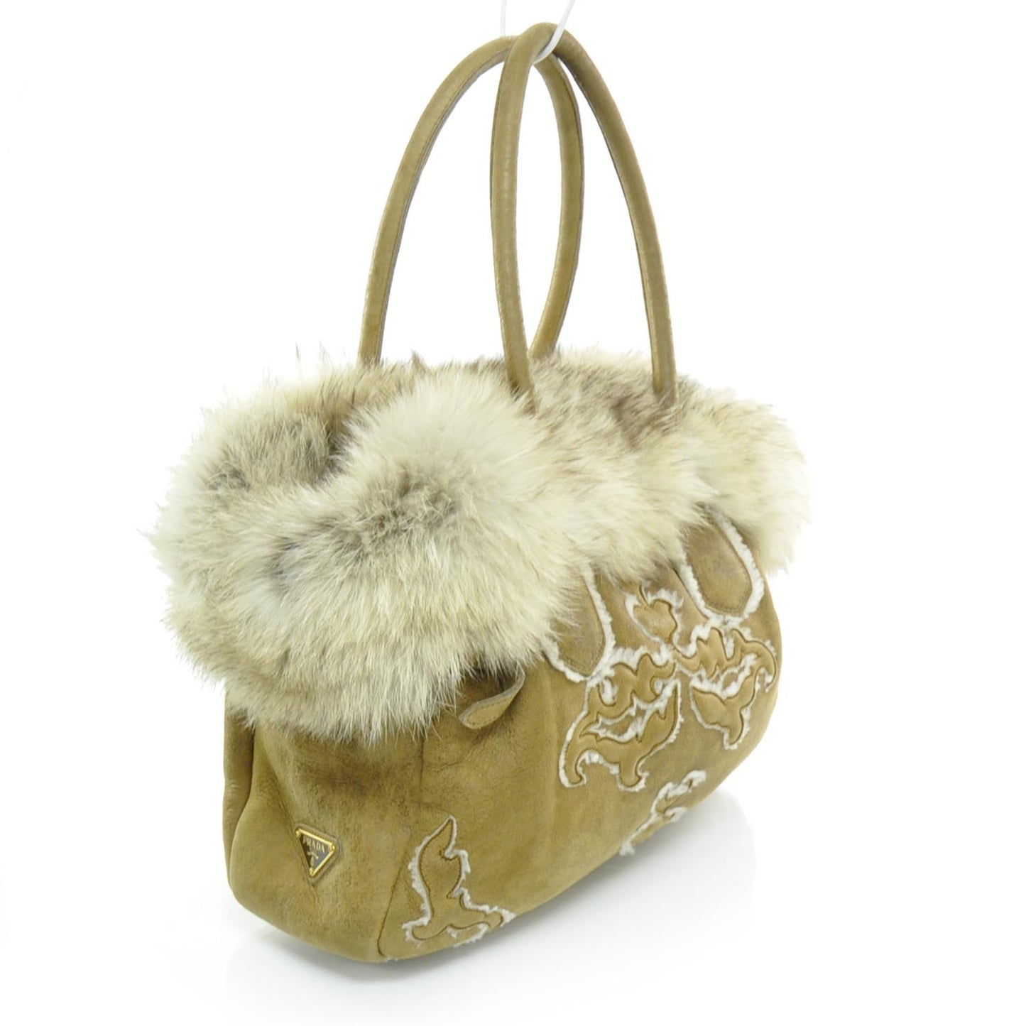 Shearling Fox Fur Trim Tote