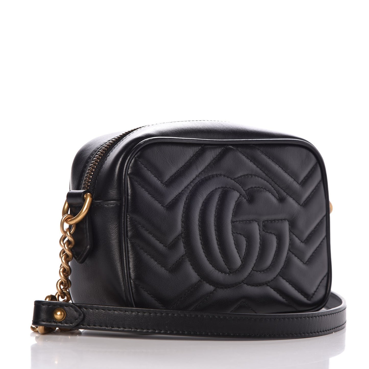 Calfskin Matelasse Mini GG Marmont Chain Shoulder Bag Black
