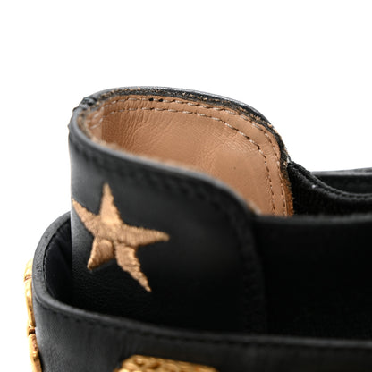 Gucci Calfskin Bee Star Embroidered Belt Ankle Boots 38 Black 11 of 12