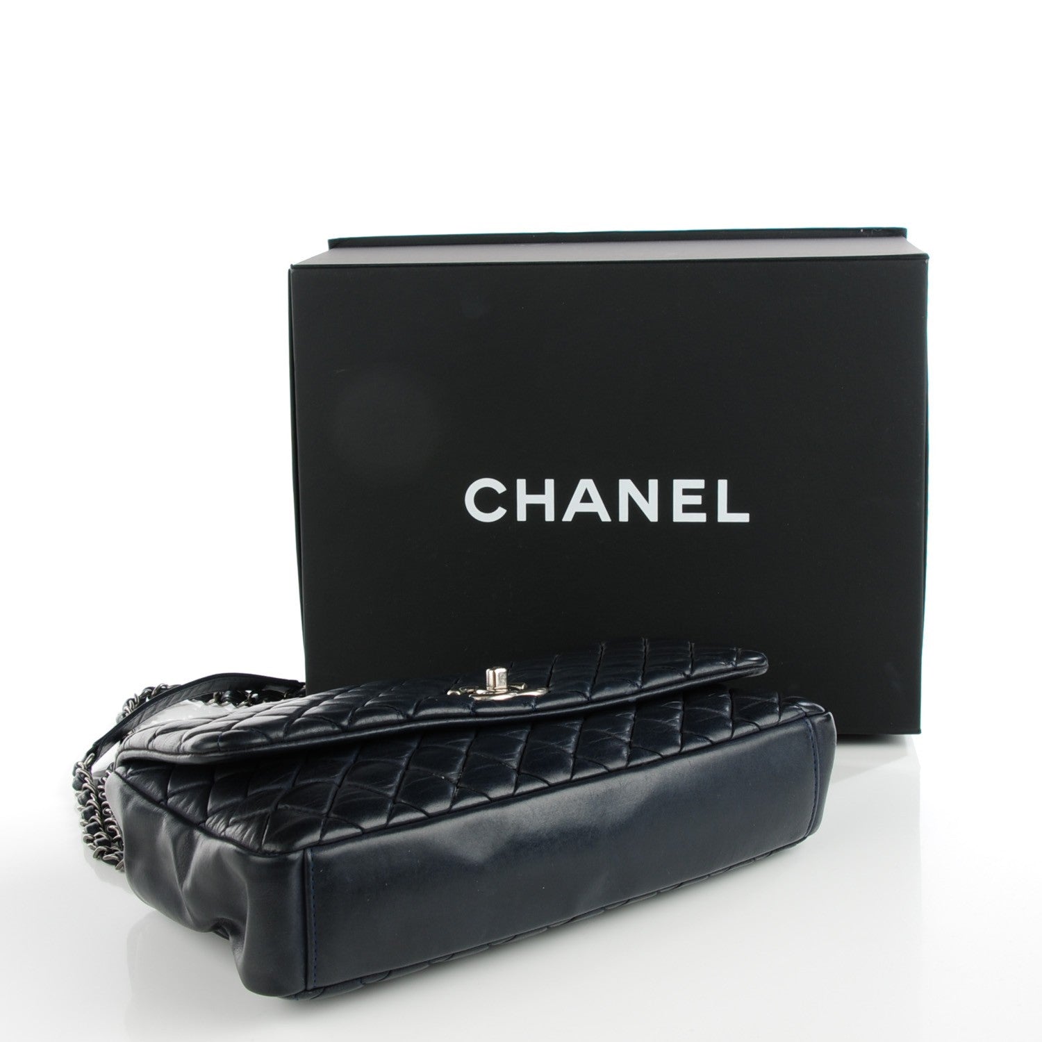 Chanel Iridescent Calfskin Quilted Large New Bubble Flap Navy 4 of 8