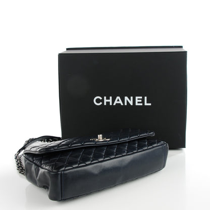 Chanel Iridescent Calfskin Quilted Large New Bubble Flap Navy 4 of 8