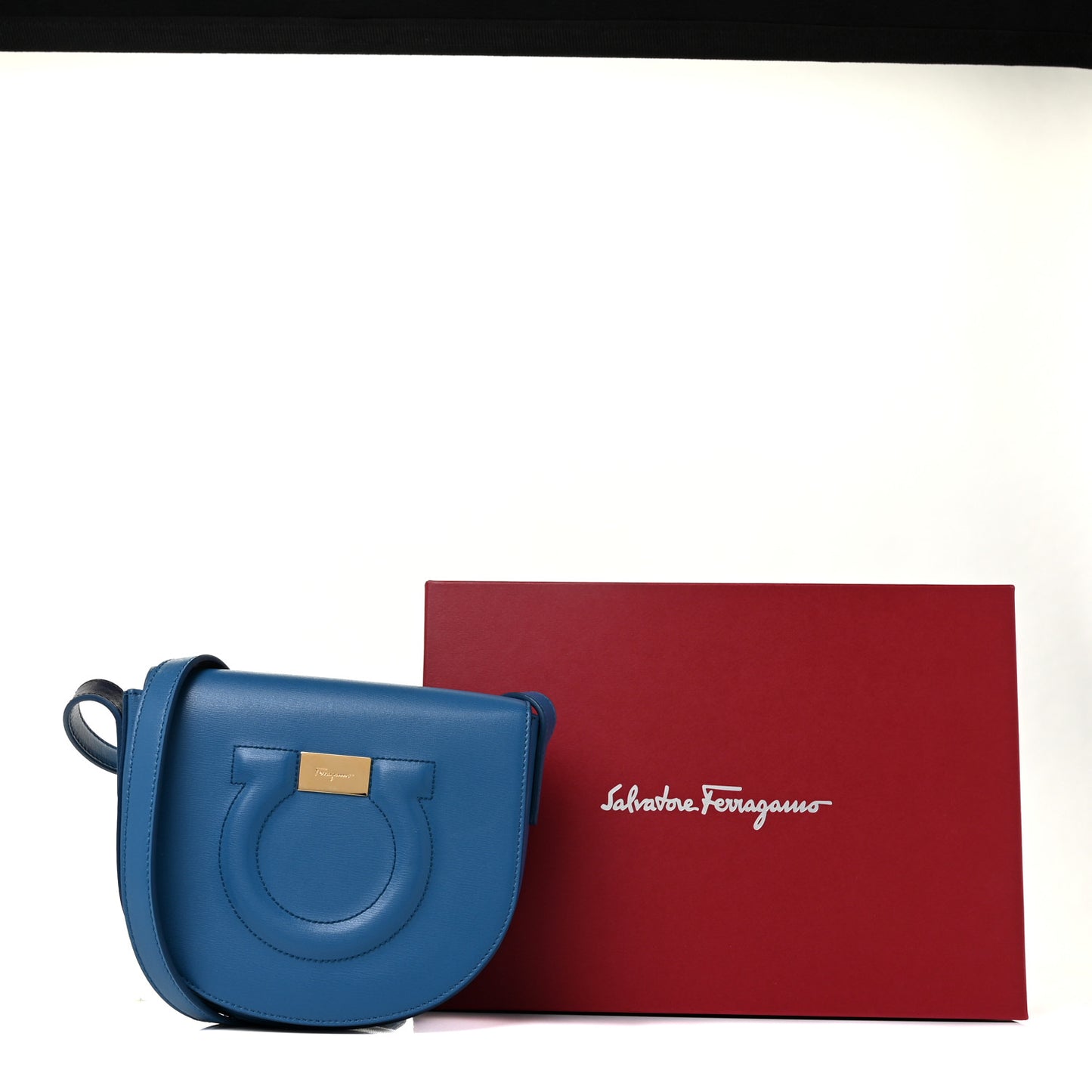 Calfskin Gancini City Crossbody Azure Navy