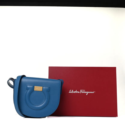 Salvatore Ferragamo Calfskin Gancini City Crossbody Azure Navy 8 of 8