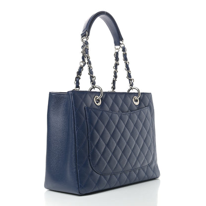 Chanel Caviar Quilted Grand Shopping Tote GST Dark Navy Blue 3 of 11