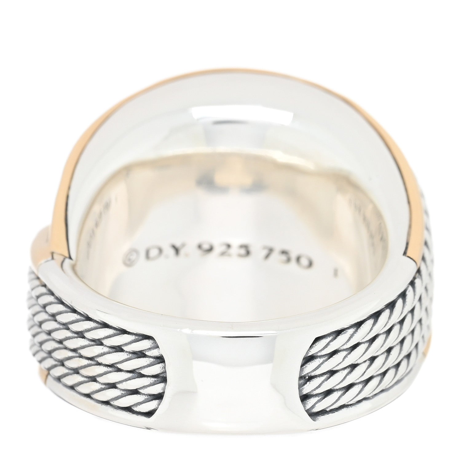 David Yurman Sterling Silver 18K Yellow Gold Origami Crossover Ring 53 6.5 3 of 4