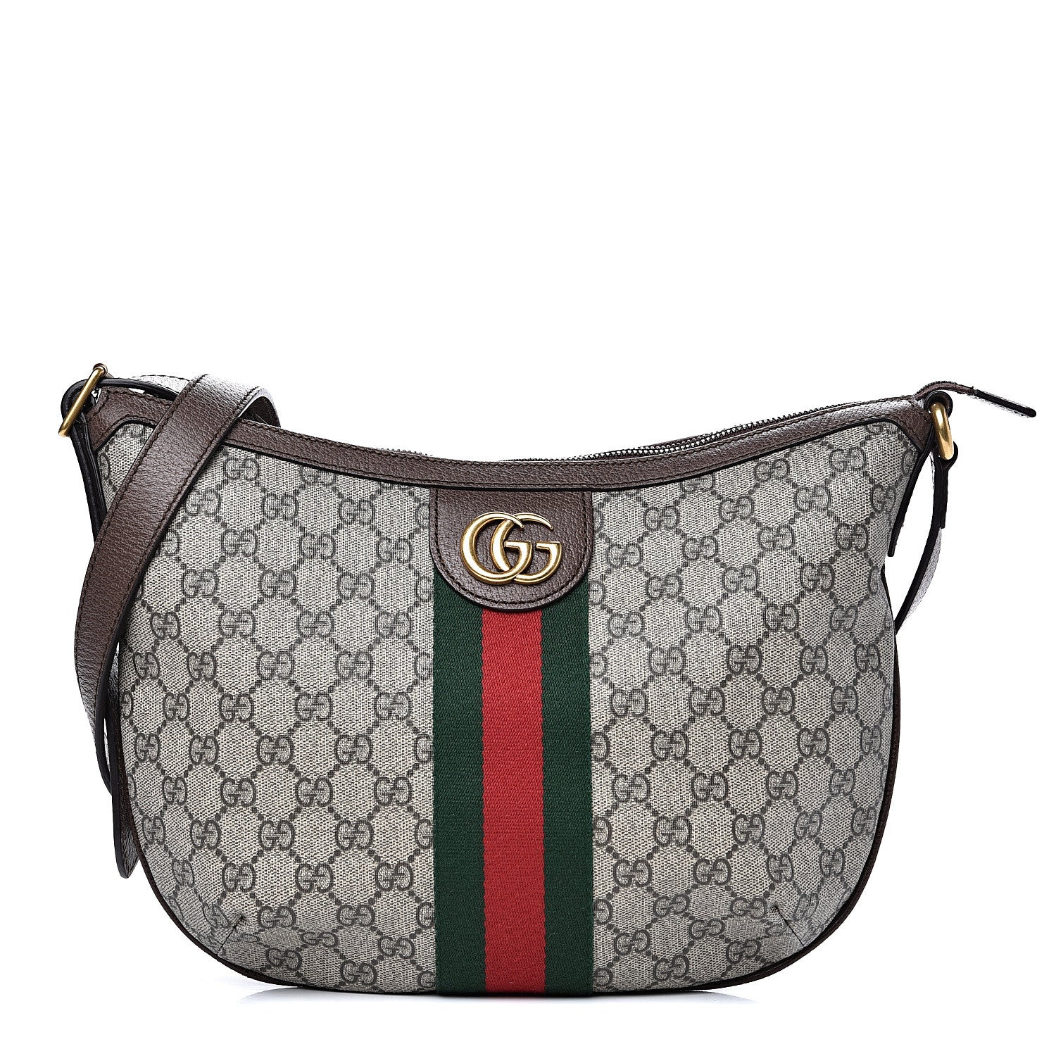 Gucci GG Supreme Monogram Web Small Ophidia Half Moon Hobo Brown 1 of 11