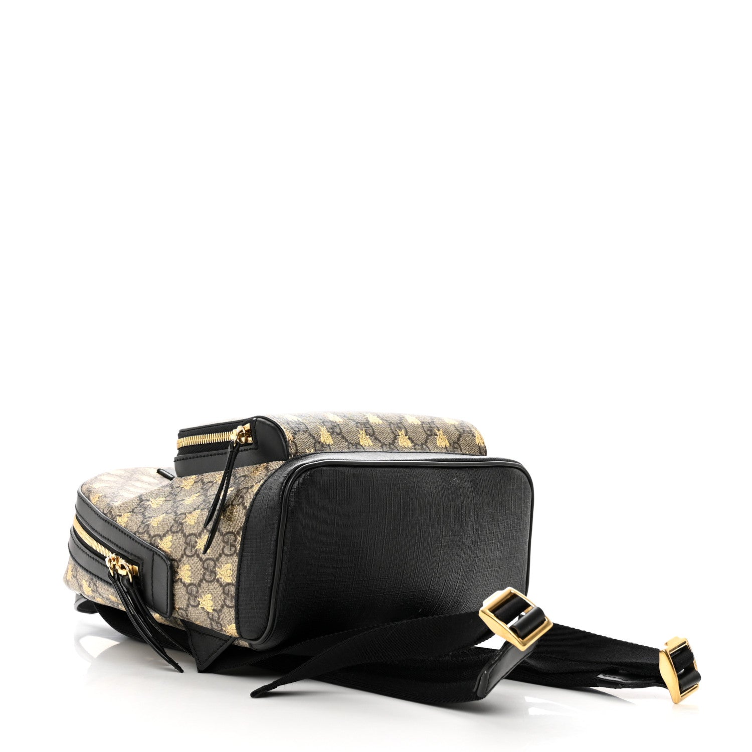 Gucci GG Supreme Monogram Bees Print Small Day Backpack Beige Oro Black 4 of 10