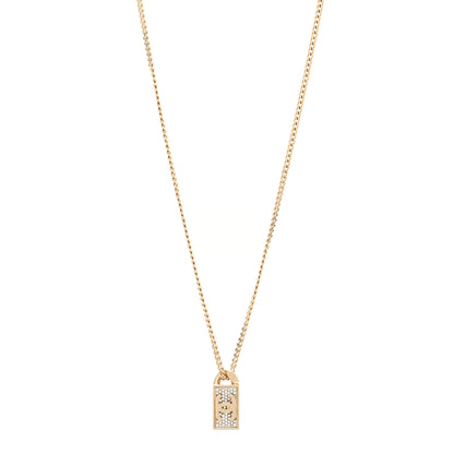 Chanel Crystal Dog Tag Charm Necklace Gold 1 of 6