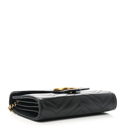 Gucci Calfskin Matelasse GG Marmont Chain Wallet Black 4 of 12
