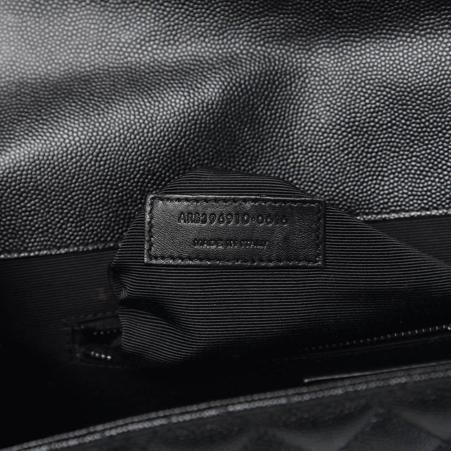 Grain De Poudre Textured Mixed Matelasse Large Triquilt Monogram Monochrome Satchel Black