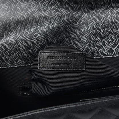 Saint Laurent Grain De Poudre Textured Mixed Matelasse Large Triquilt Monogram Monochrome Satchel Black 6 of 11
