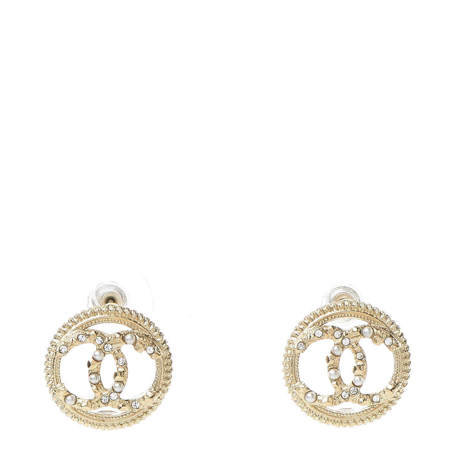 Chanel Pearl CC Round Earrings Gold 1 of 5