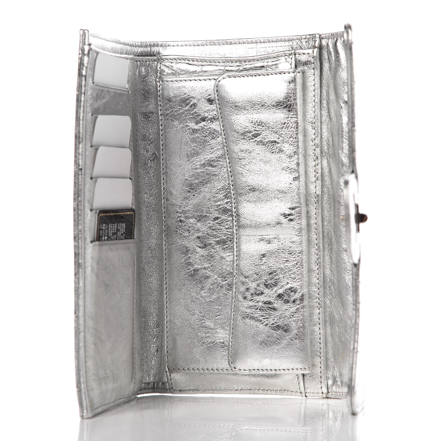 Chanel Metallic Aged Calfskin Quilted 2.55 Reissue Wallet Light Silver 5 of 9