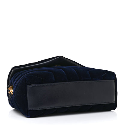 Saint Laurent Velvet Y Quilted Monogram Toy Loulou Crossbody Bag Navy 4 of 8