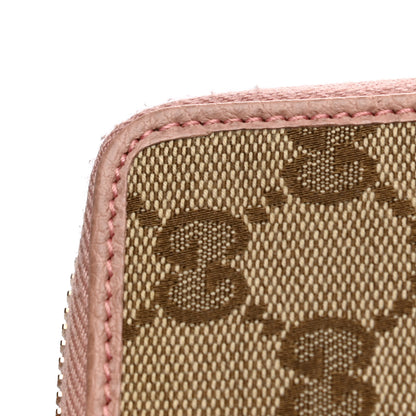 Gucci Monogram Dollar Calfskin Zip Around French Flap Wallet Beige Ebony Soft Pink 9 of 11
