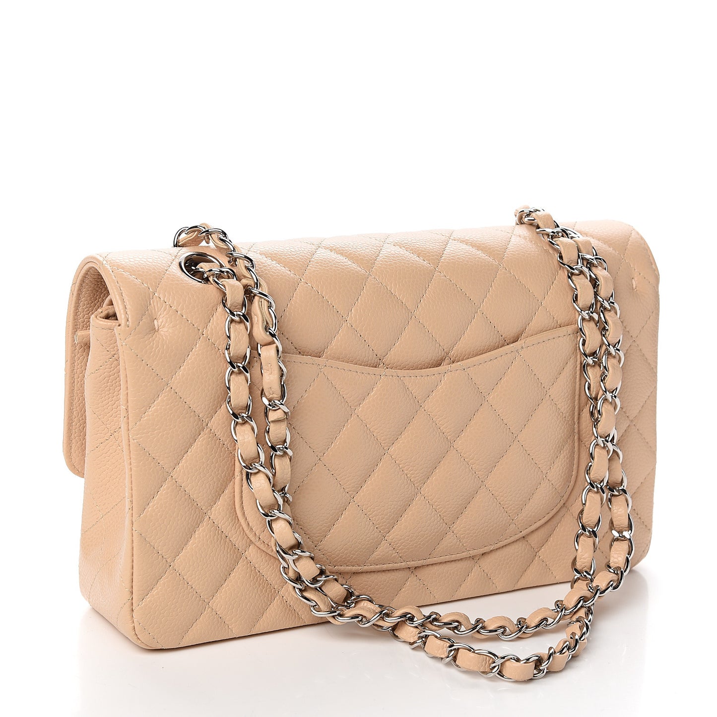 Caviar Quilted Medium Double Flap Beige Clair