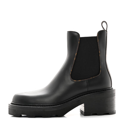 Louis Vuitton Calfskin Monogram Beaubourg Ankle Boots 38 Black 1 of 14