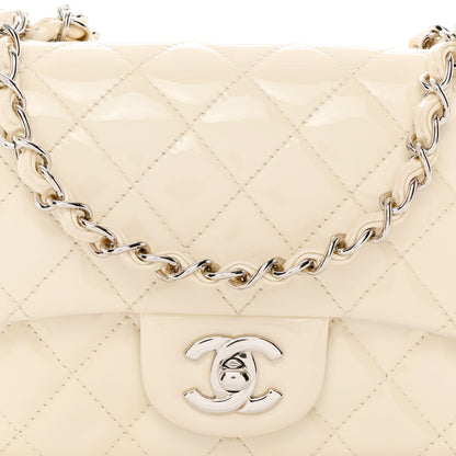 Chanel Patent Quilted Mini Square Flap Dark White 8 of 10