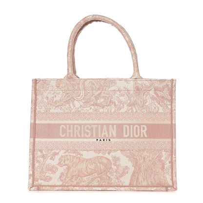 Christian Dior Canvas Embroidered Medium Dioriviera Toile De Jouy Book Tote Rose 1 of 9