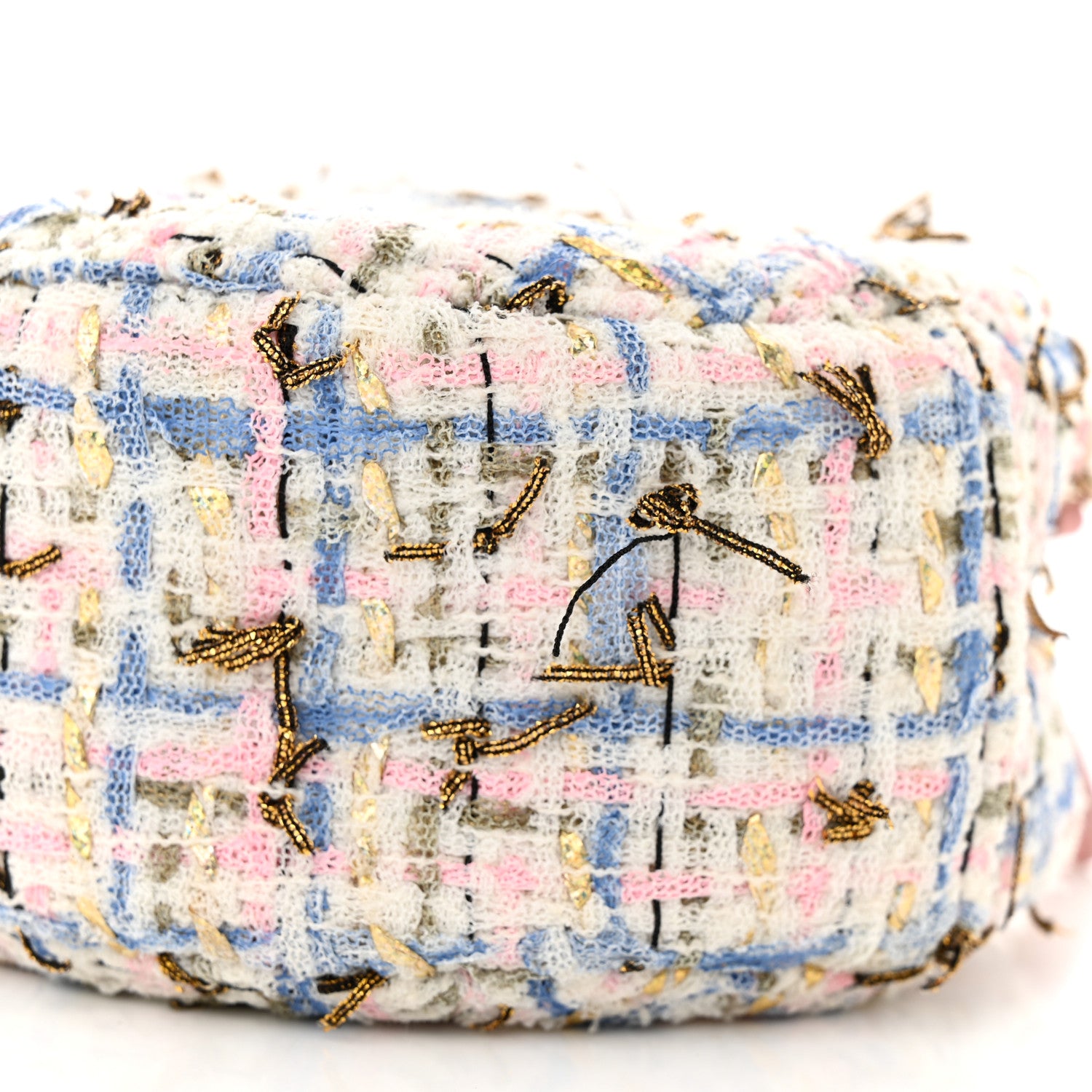 Chanel Tweed Quilted Round Clutch With Chain White Pink Multicolor 10 of 10