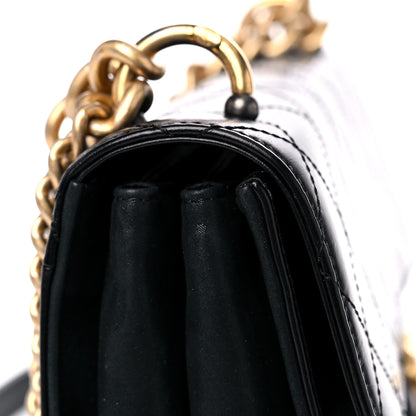 Chanel Iridescent Calfskin Quilted Small Straight Lined Flap Black 15 of 17
