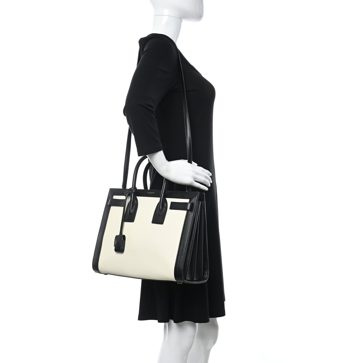 Calfskin Bi-Color Small Sac De Jour White Black