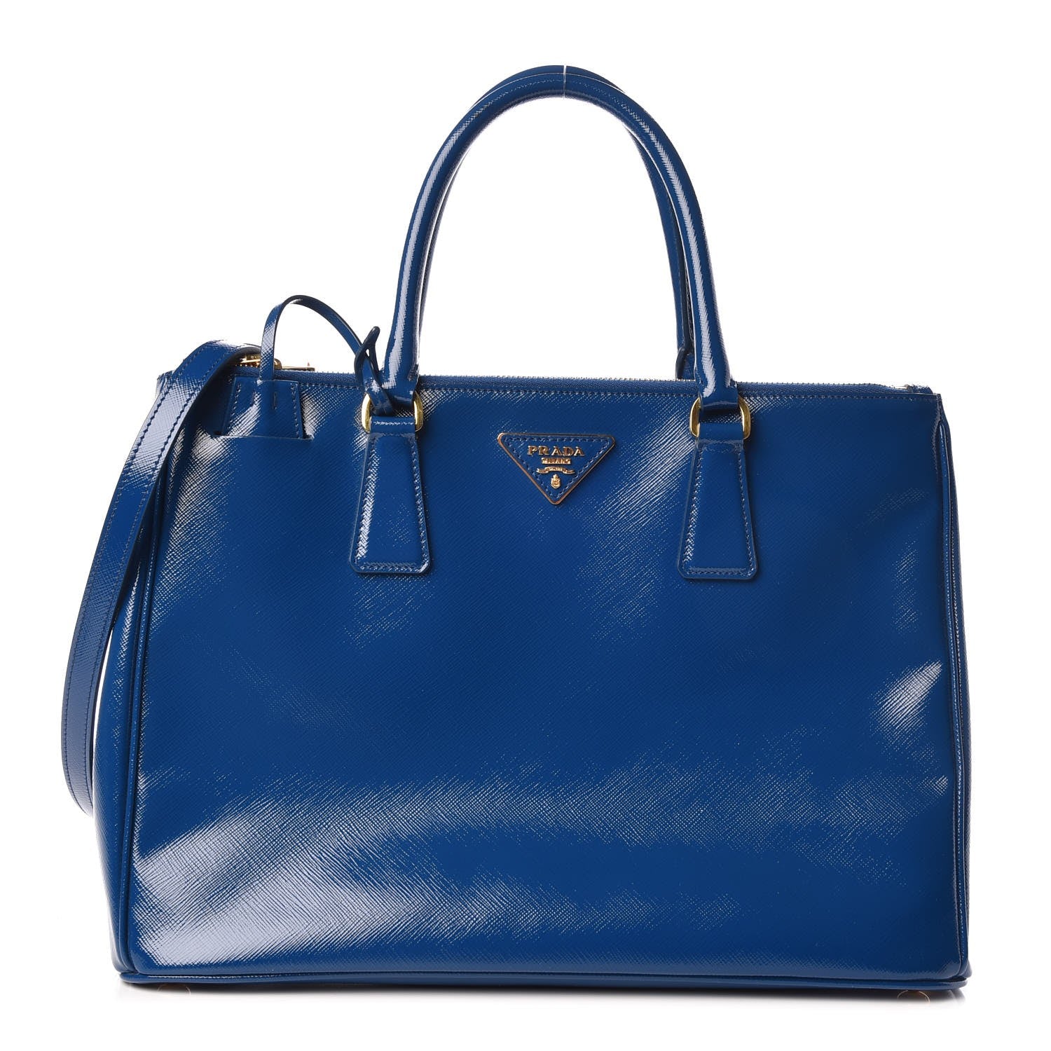 Prada Saffiano Vernice Medium Galleria Double Zip Tote Cobalto 1 of 8