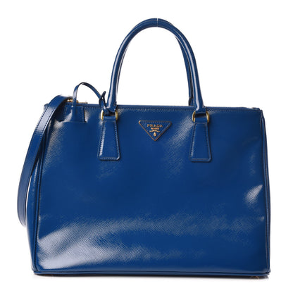 Prada Saffiano Vernice Medium Galleria Double Zip Tote Cobalto 1 of 8