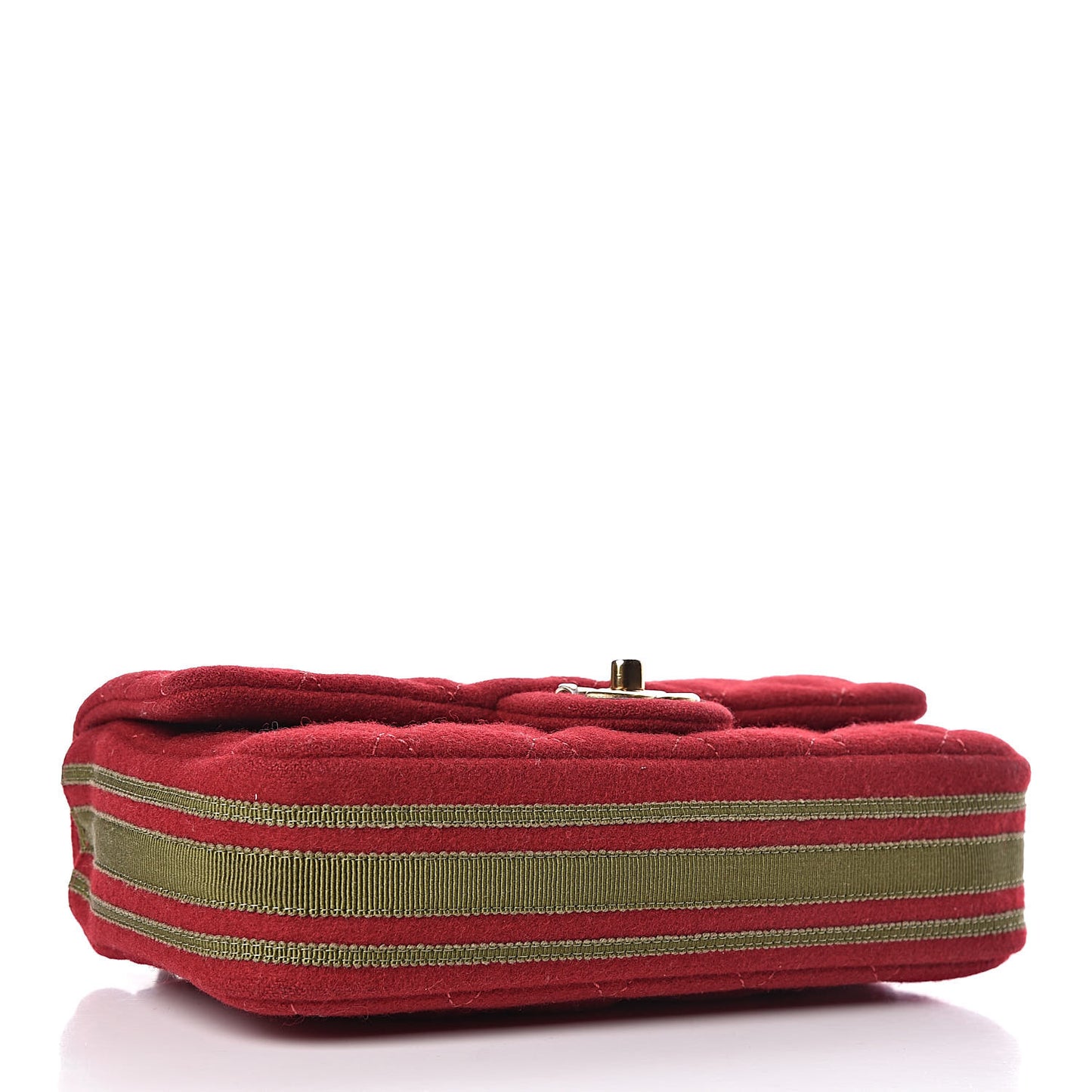 Wool Felt Grosgrain Quilted Small CC Eyelet Flap Red