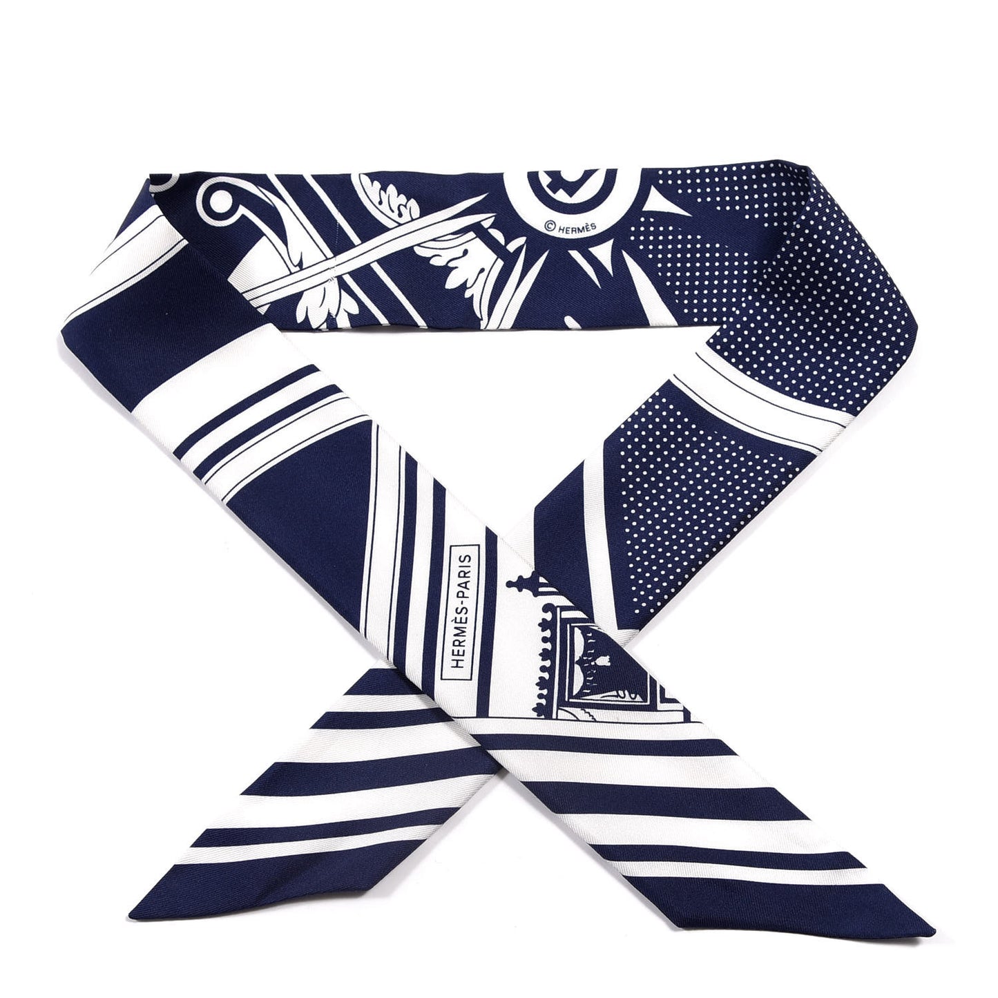 Silk Washington's Carriage Detail Twilly Marine White