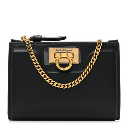 Salvatore Ferragamo Calfskin Gancini Chain Wallet Black 1 of 10