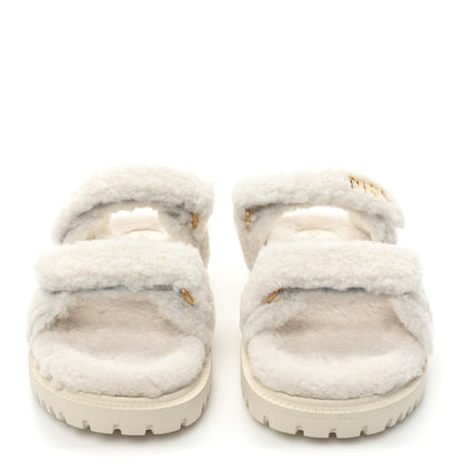 Christian Dior Shearling Dioract 10mm Sandals 38 Off White 2 of 9