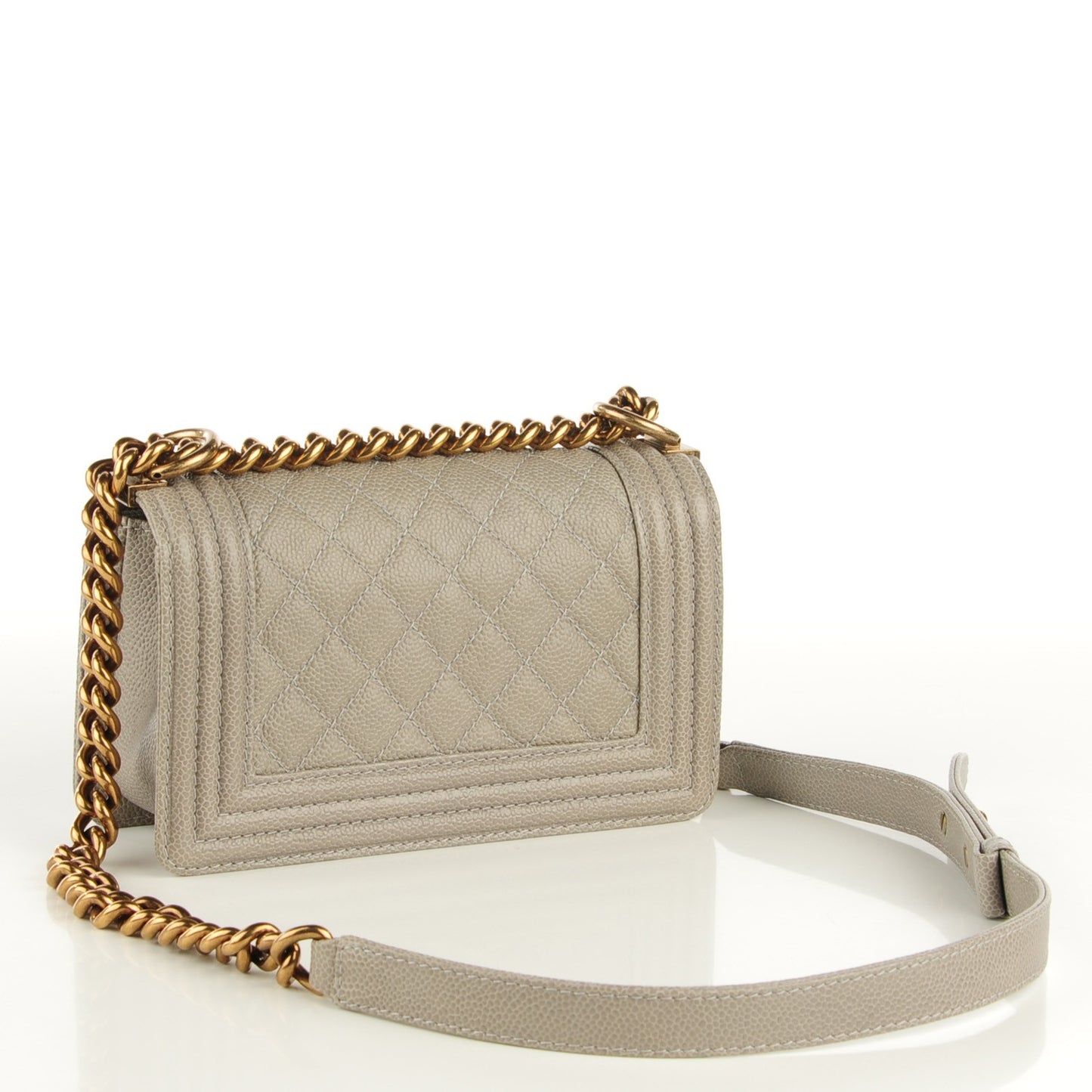 Caviar Quilted Small Boy Flap Light Grey