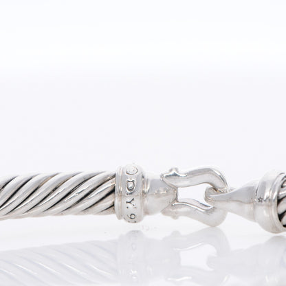 David Yurman Sterling Silver Diamond 5mm Cable Buckle Bracelet 4 of 4