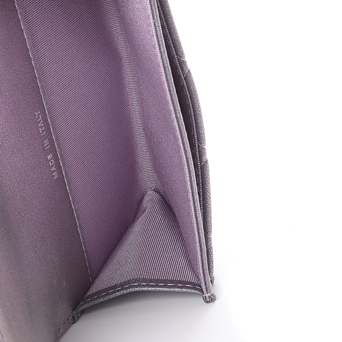 Iridescent Lambskin Quilted Reissue Flap Card Holder Light Purple