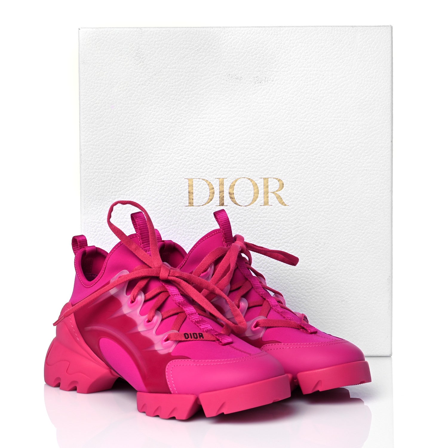 Christian Dior Neoprene Rubber Womens D-Connect Sneakers 37.5 Fuchsia 11 of 11