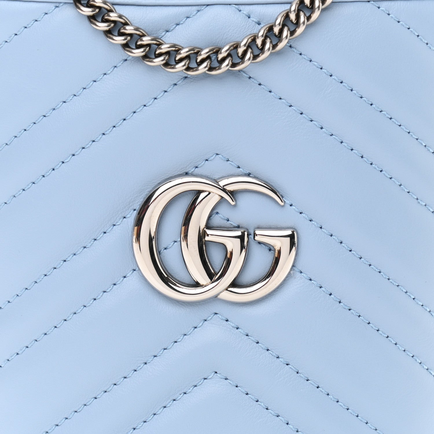 Gucci Calfskin Matelasse Mini GG Marmont 2.0 Bucket Bag Porcelain Light Blue 7 of 9