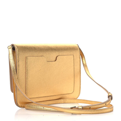Burberry Metallic Calfskin Monogram TB Flat Crossbody Bag Gold 3 of 9