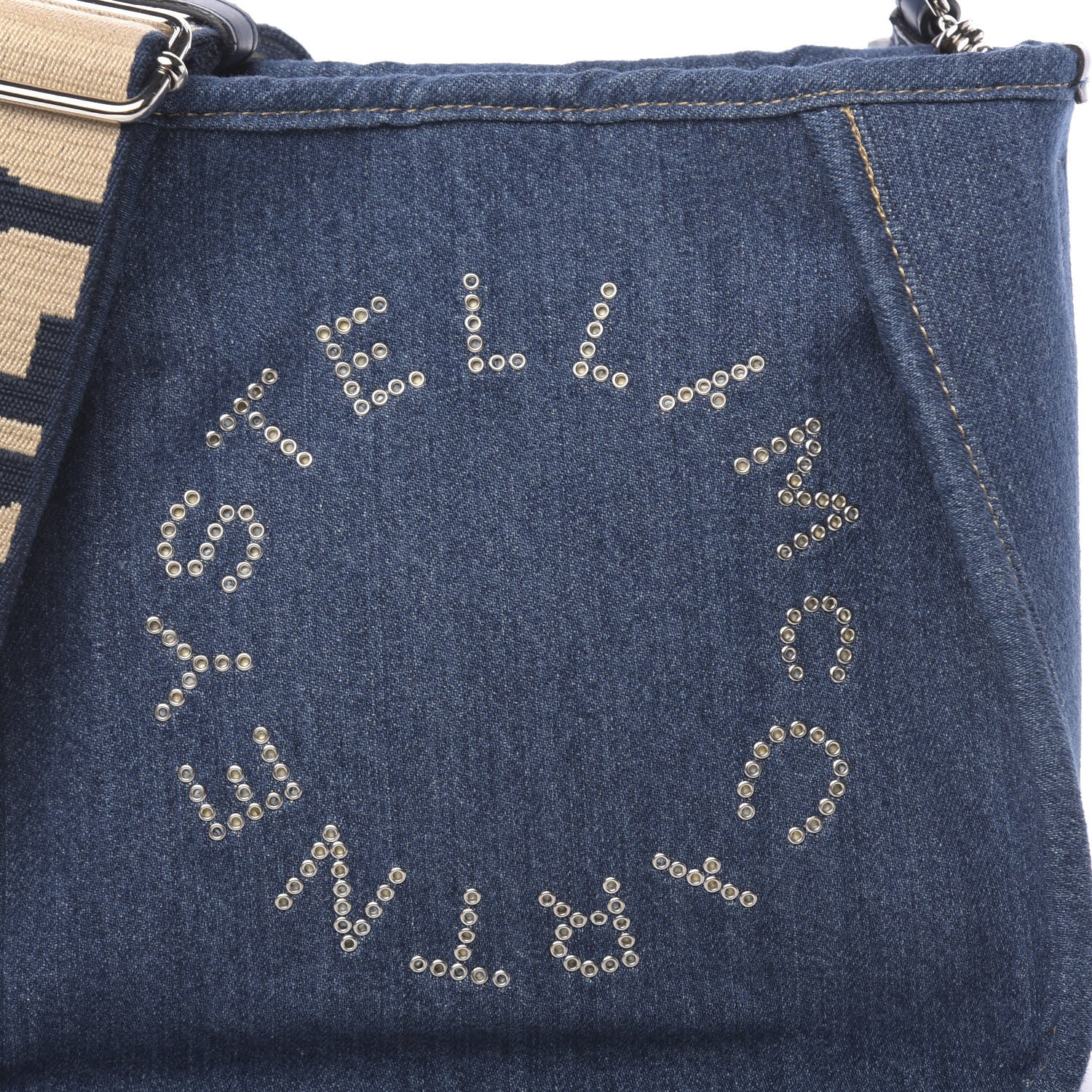 Stella McCartney Eco Alter Denim Perforated Logo Mini Crossbody Orion Blue 9 of 10