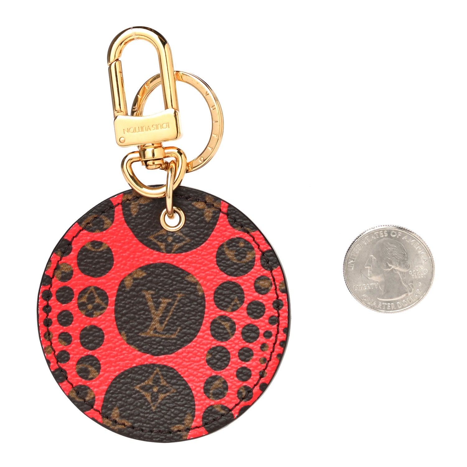 Louis Vuitton Monogram Kusama Pumpkin Dots Key Ring Red 2 of 5