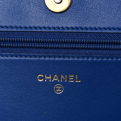 Chanel Caviar Quilted Boy Wallet On Chain WOC Blue 5 of 18