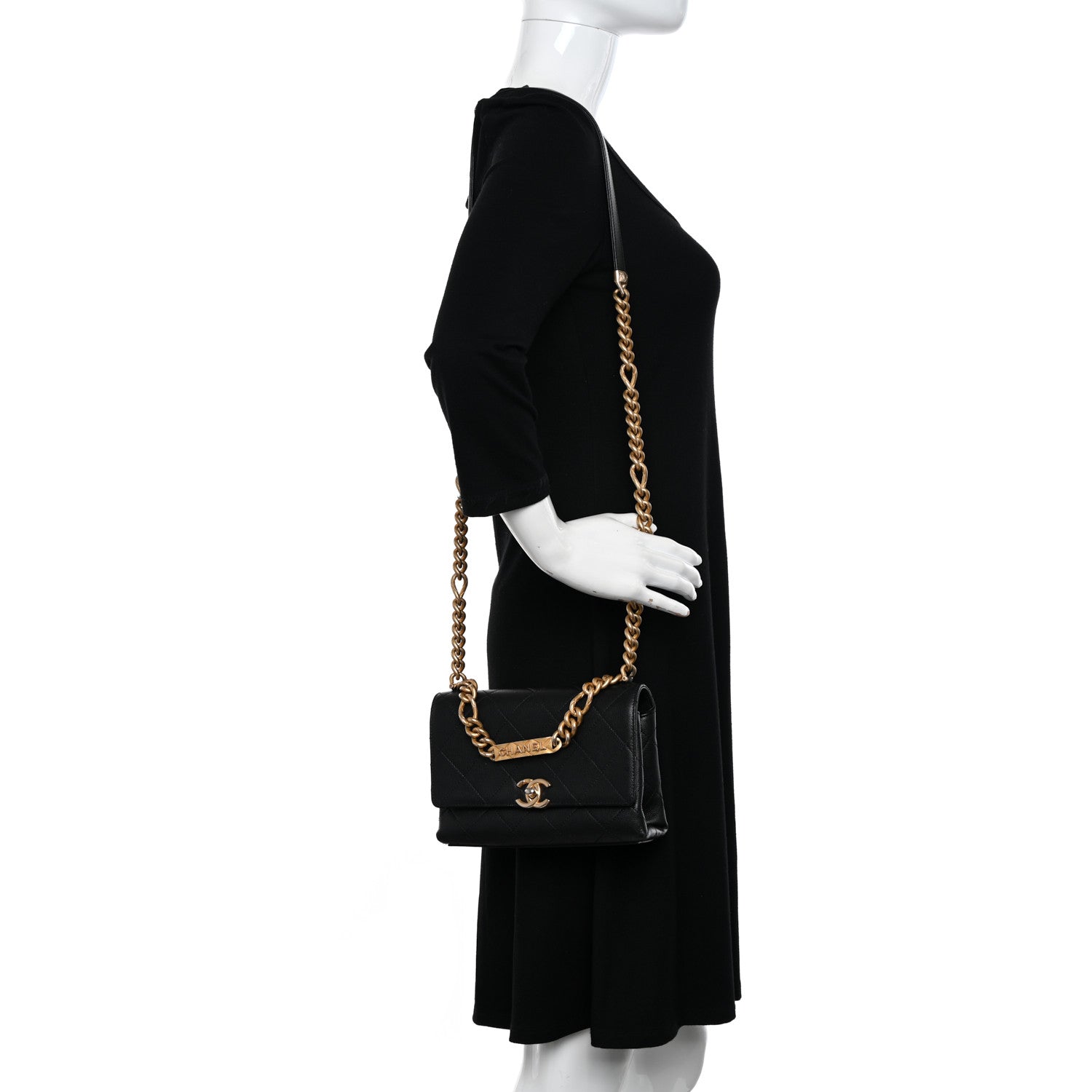 Chanel Caviar Quilted Mini Bracelet On Chain Flap Black 2 of 12