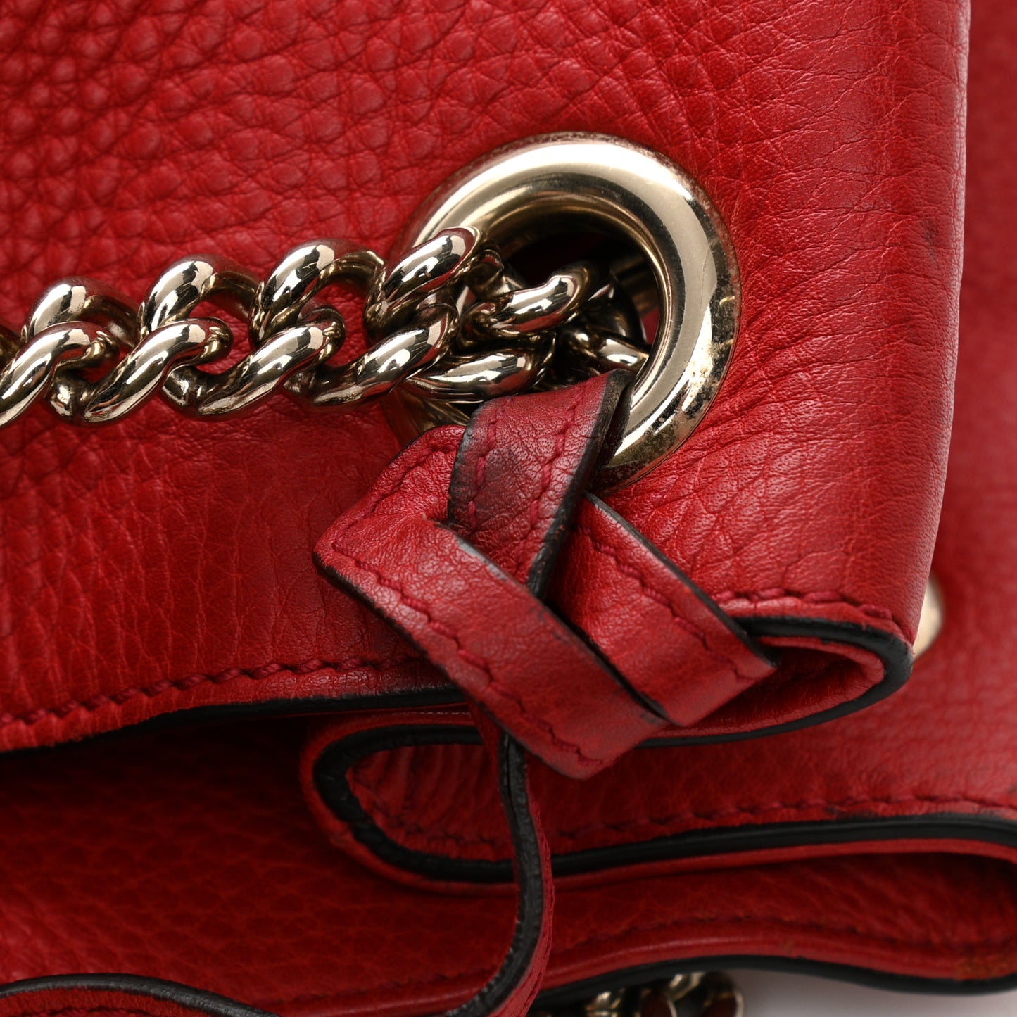 Pebbled Calfskin Medium Soho Chain Shoulder Bag Red