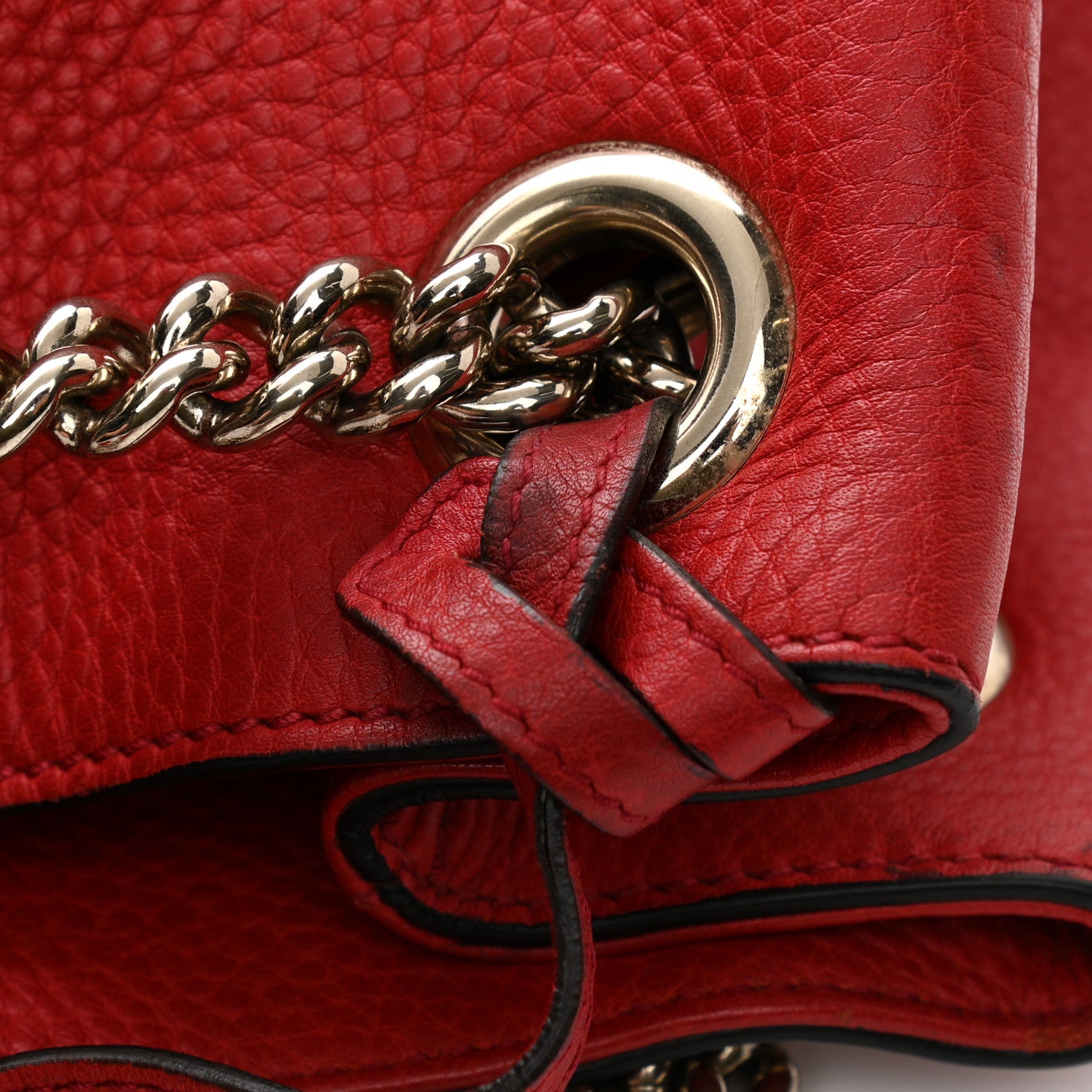 Gucci Pebbled Calfskin Medium Soho Chain Shoulder Bag Red 13 of 14