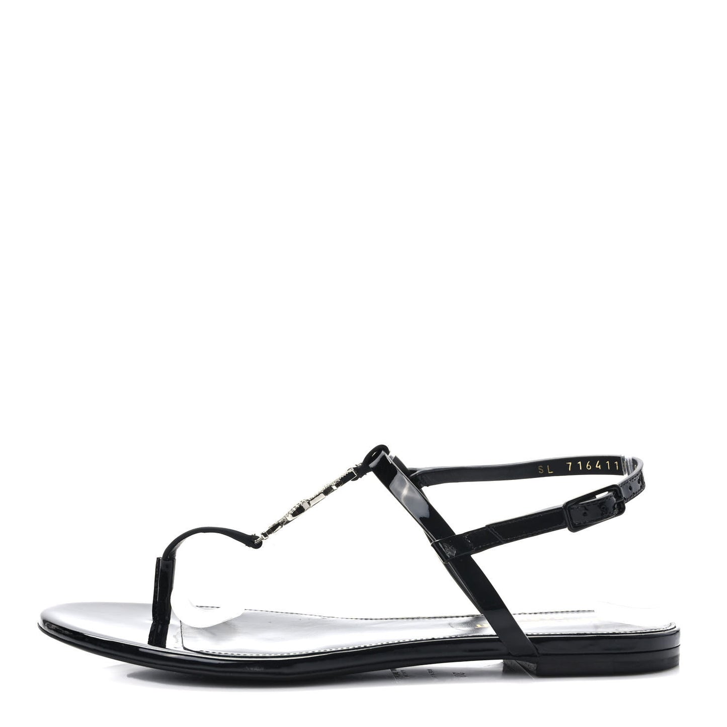 Calfskin Cassandra Monogram Sandals 39 Black