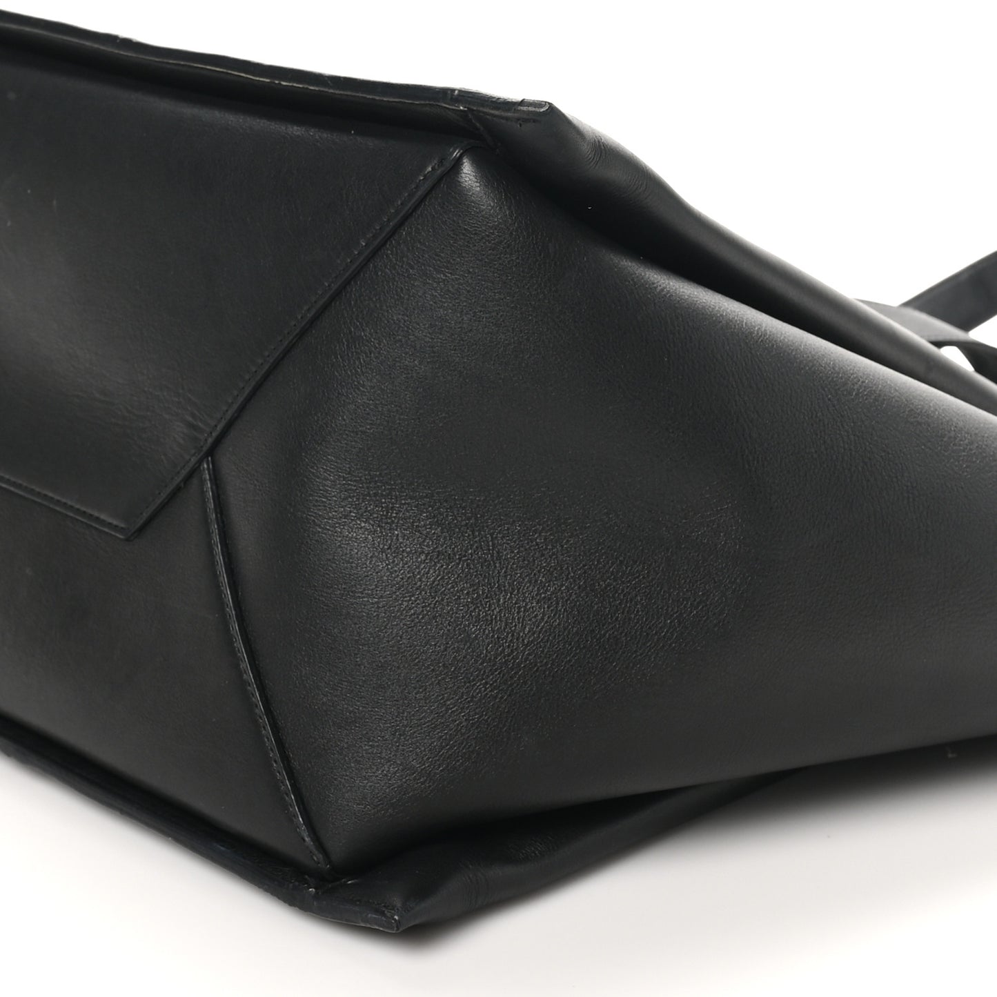 Supple Natural Calfskin Vertical Tri-Fold Bag Black