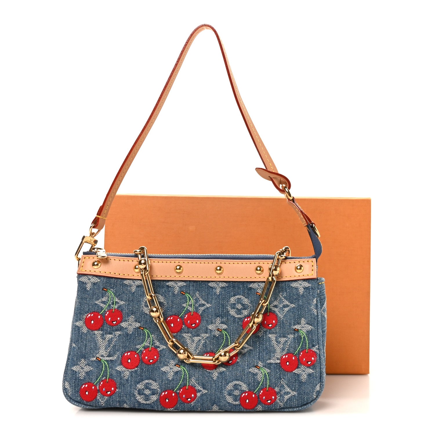 Louis Vuitton LV X TM Monogram Denim Cerises Pochette Accessories Blue 9 of 9